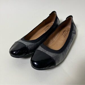 Josef Seibel Ballet Flats Black Silver Gray Pewter Loafers Sz 38 Women’s Euc